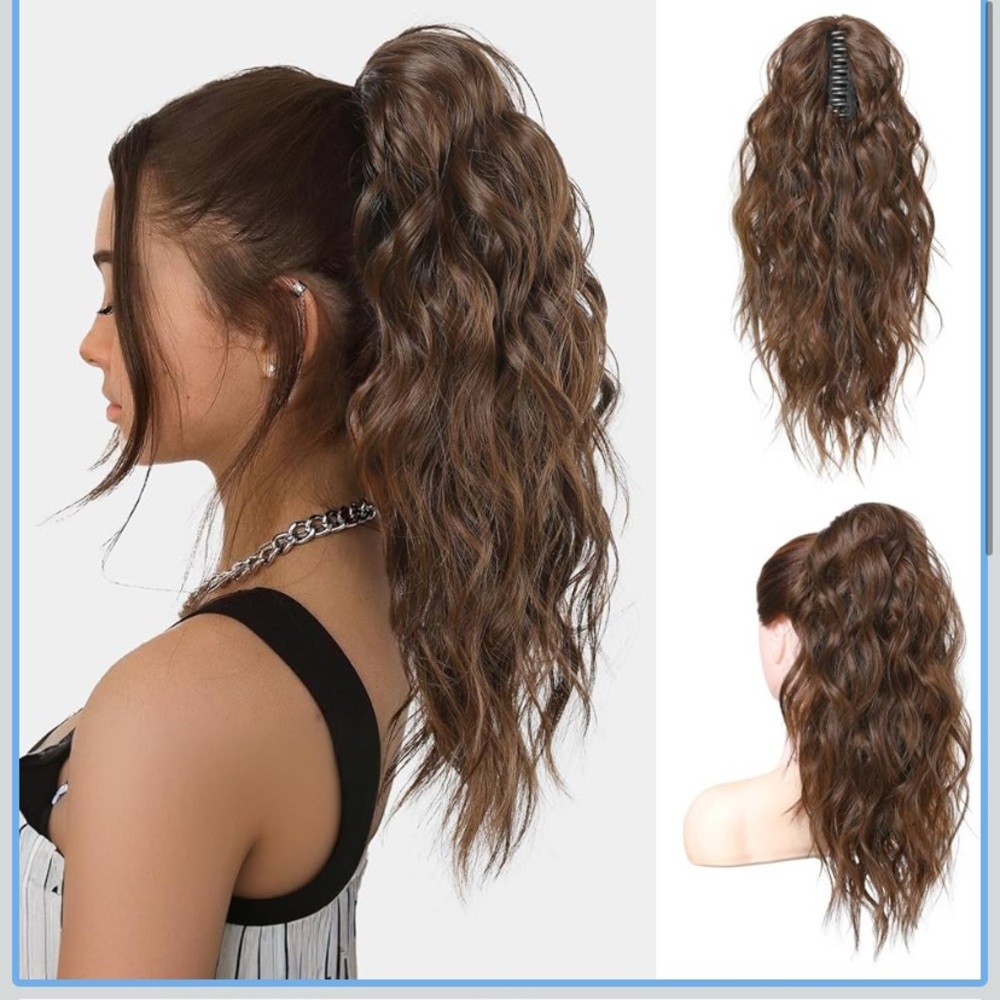 FLUFYMOOZ Ponytail Extension, 18 Inch Claw Clip Ponytail(Medium Chocolate Brown)